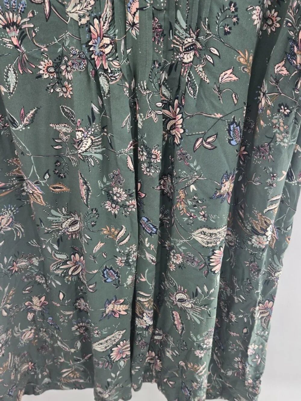 J. Jill Green Floral Pintuck Shirt Dress Rayon Size 3x - Picture 5 of 13